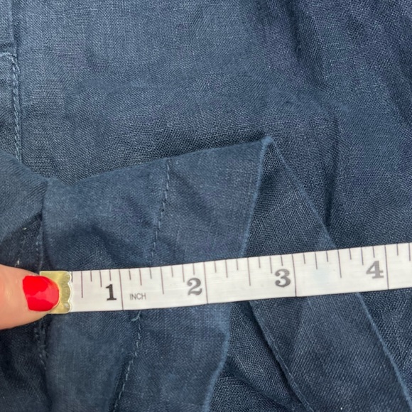 Artisan NY 100% Linen High Waist Shorts Size 10 Navy Blue - Picture 7 of 11